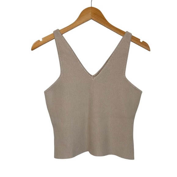 House of Harlow 1960 Tops - House Of Harlow 1960 Women Ribbed Double V Sculpt Tank Top Sz Large Tan